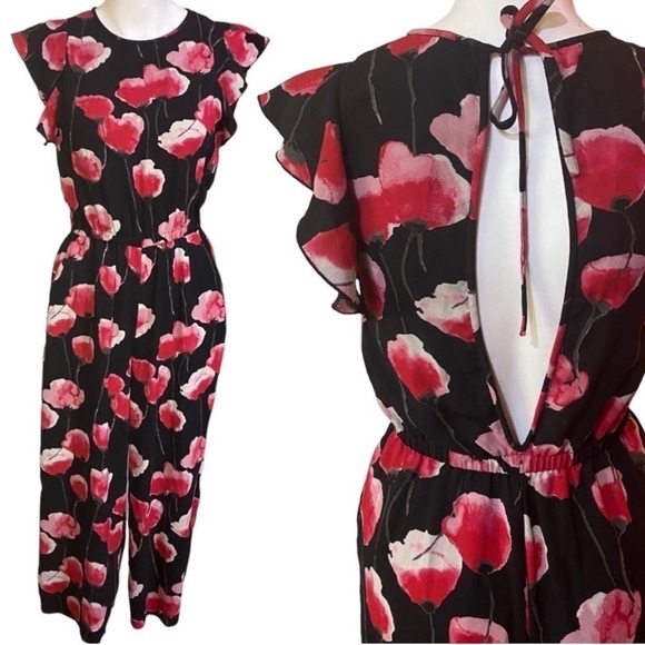 Wilfred❤️ Black and Red Floral Open Back Jumpsuit